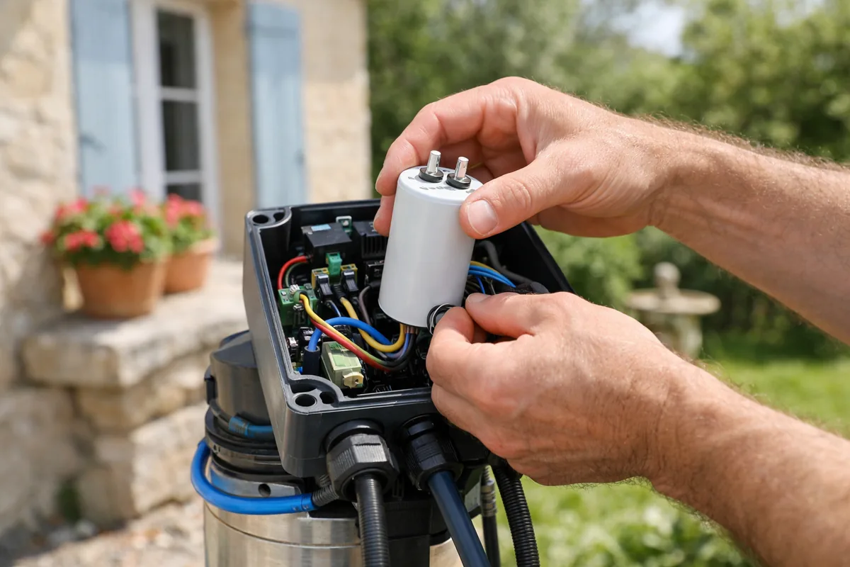 Remplacement du condensateur d'une pompe immergée