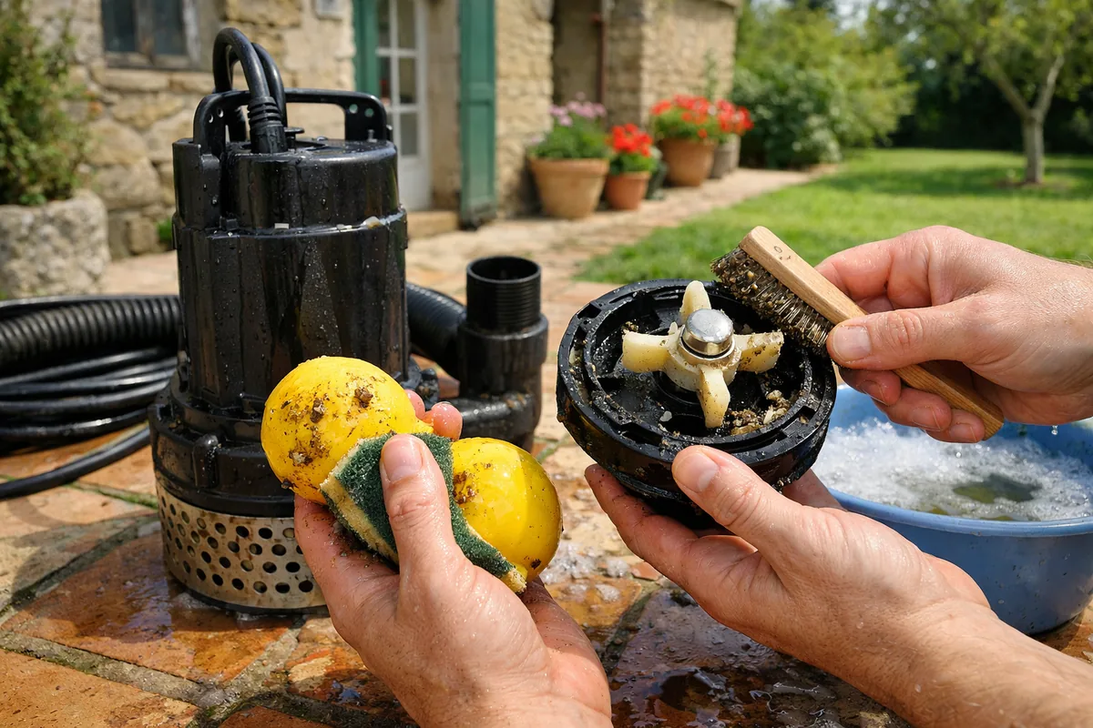 Nettoyage des flotteurs et de la turbine d'une pompe de relevage