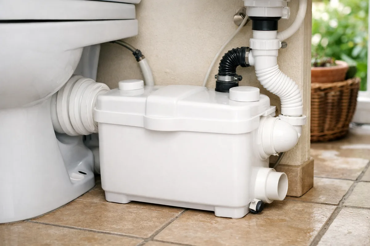 Broyeur sanitaire d'une pompe de relevage WC qui broie les matières avant le refoulement