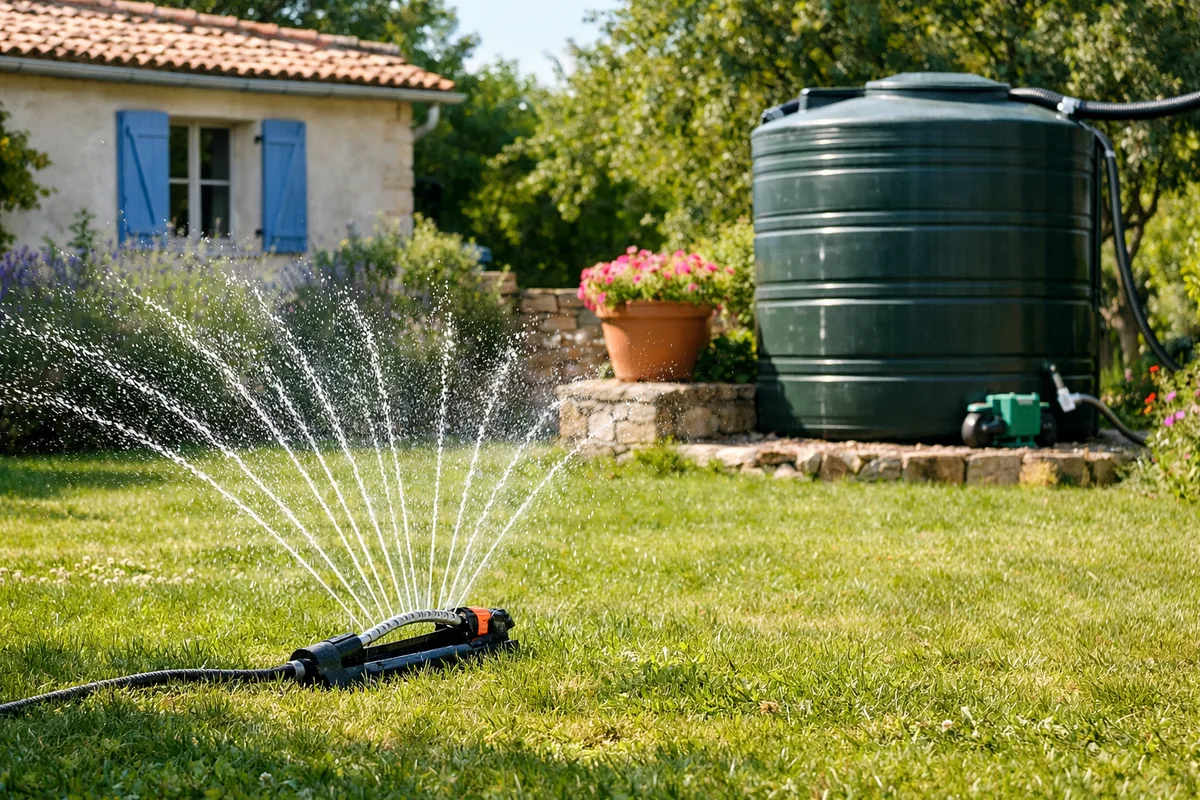 Arrosage du jardin alimenté par la pompe immergée Einhell GC-PP 900 N