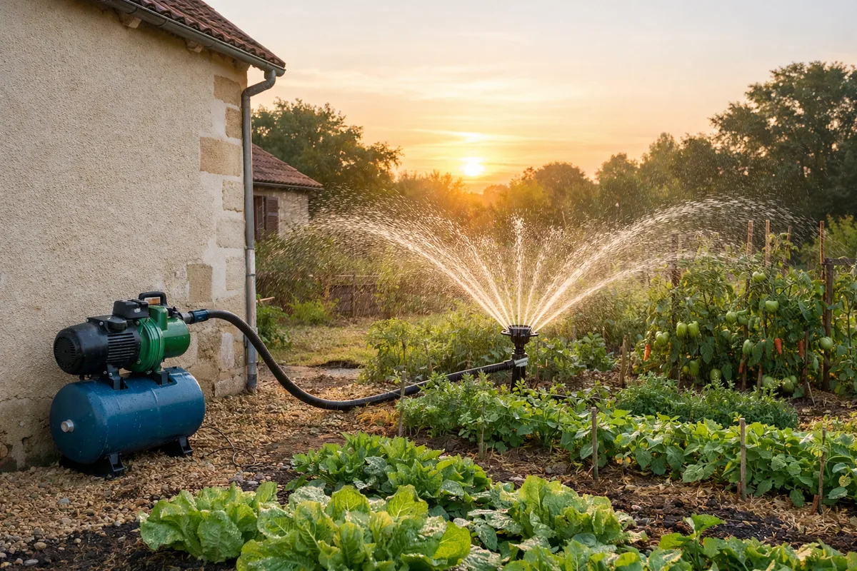 Arrosage automatique du jardin alimenté par la pompe Einhell GE-AW 6333