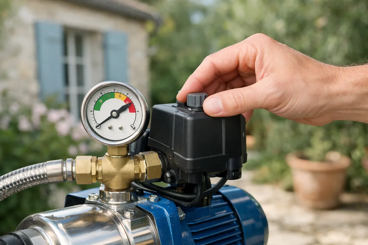 Réglage du pressostat d'un surpresseur d'eau au manomètre