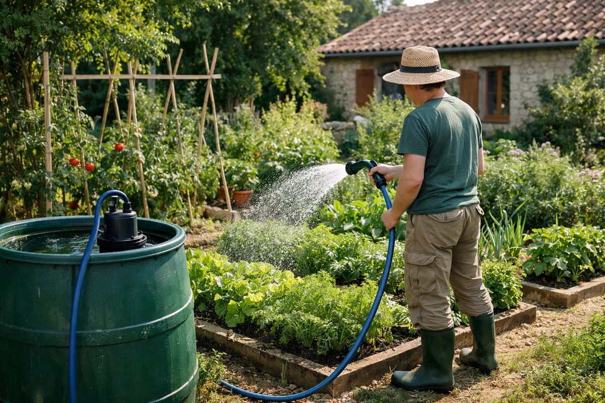 Arrosage du jardin avec la pompe pour collecteur d'eau de pluie Einhell GE-PP 5555 RB-A