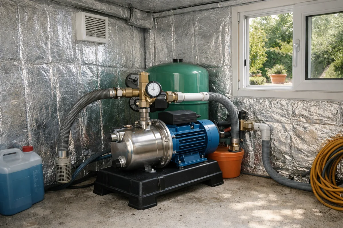 Pompe de surface protégée du gel dans un local technique ventilé